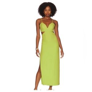 Bardot Green Bodycon Midi Dress Sweetheart Neckline